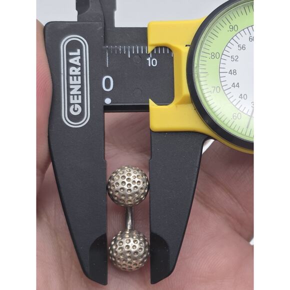 VINTAGE HERMES STERLING SILVER 925 SINGLE GOLF BALL CUFFLINKS - Picture 8 of 13